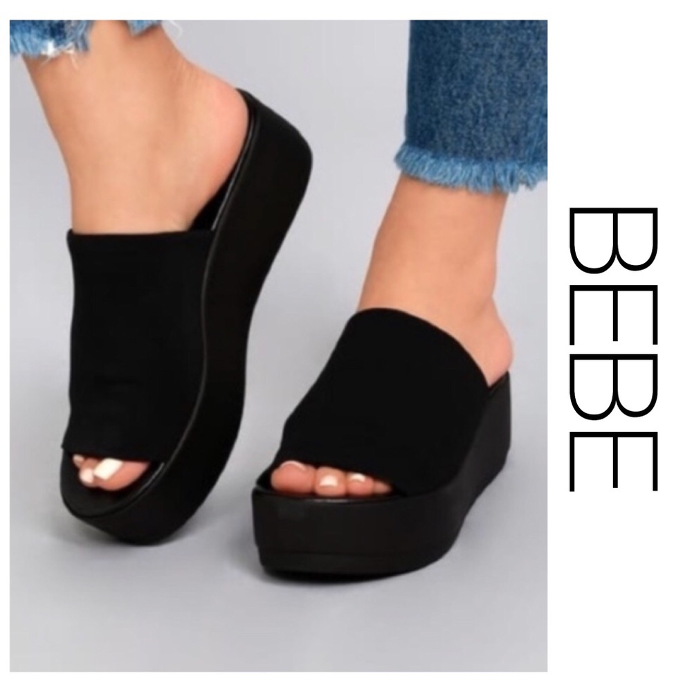 BEBE Platform Slide Sandals